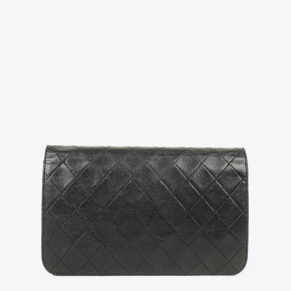 Chanel Classic Full Flap Tasche aus schwarzem gestepptem Lammleder mit 24K vergoldeten Beschlägen
