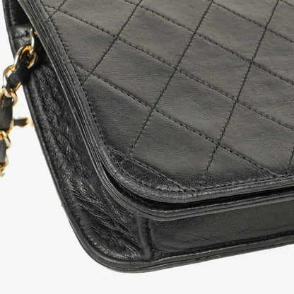 Chanel Classic Full Flap Tasche aus schwarzem gestepptem Lammleder mit 24K vergoldeten Beschlägen