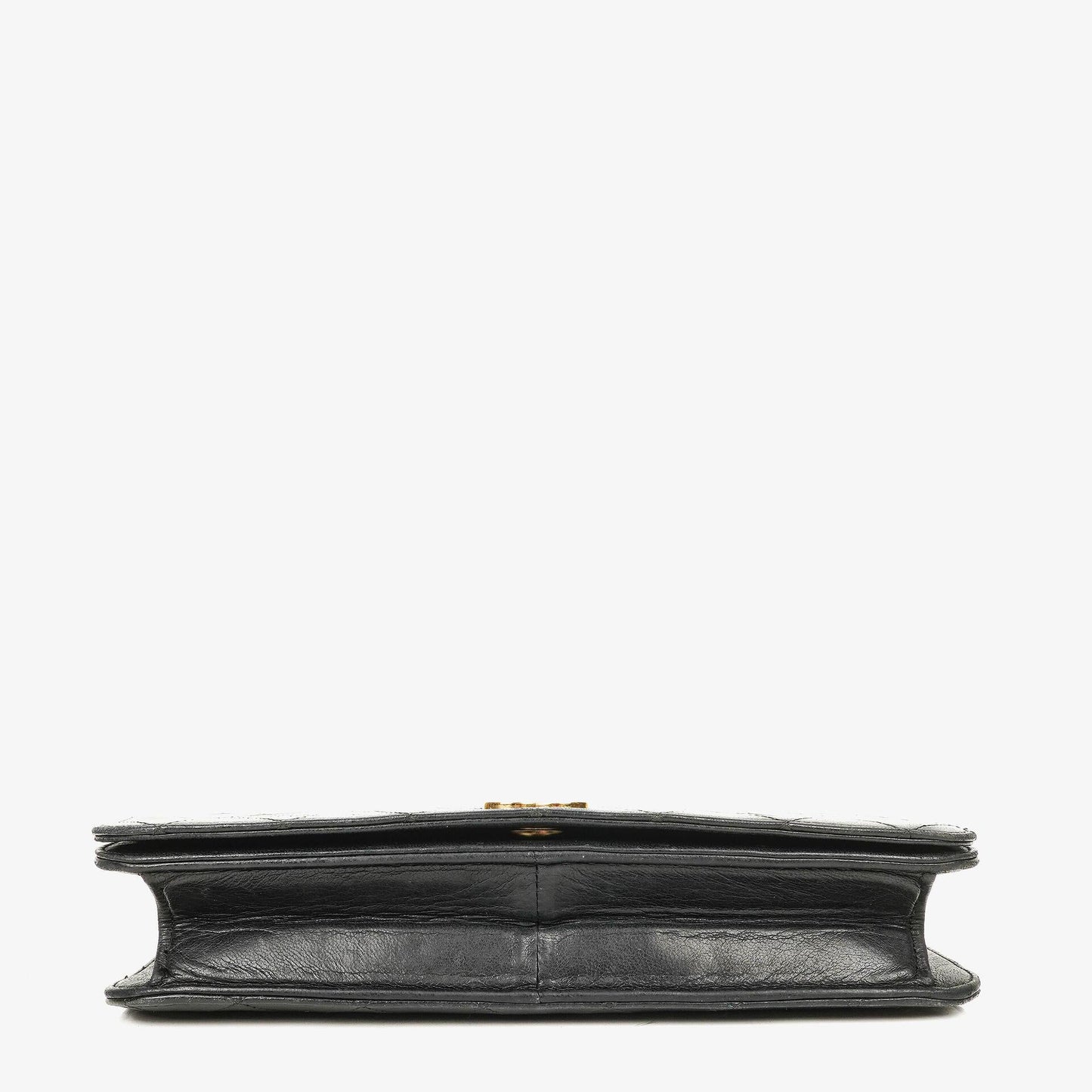 Chanel Classic Full Flap Tasche aus schwarzem gestepptem Lammleder mit 24K vergoldeten Beschlägen