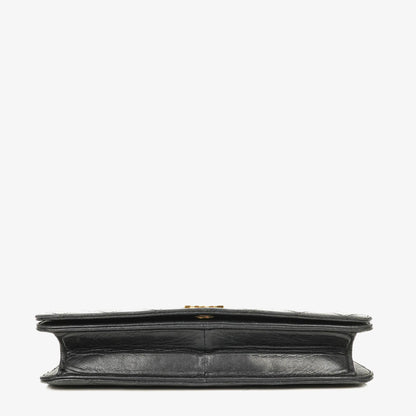 Chanel Classic Full Flap Tasche aus schwarzem gestepptem Lammleder mit 24K vergoldeten Beschlägen