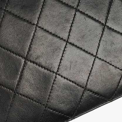 Chanel Classic Full Flap Tasche aus schwarzem gestepptem Lammleder mit 24K vergoldeten Beschlägen