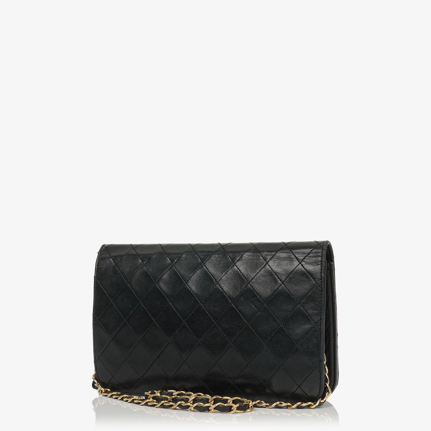Chanel Classic Full Flap Tasche aus schwarzem gestepptem Lammleder mit 24K vergoldeter Hardware