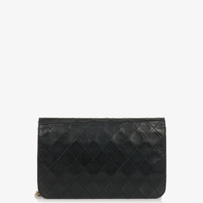 Chanel Classic Full Flap Tasche aus schwarzem gestepptem Lammleder mit 24K vergoldeter Hardware