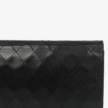 Chanel Classic Full Flap Tasche aus schwarzem gestepptem Lammleder mit 24K vergoldeter Hardware