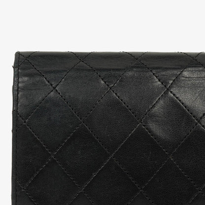 Chanel Classic Full Flap Tasche aus schwarzem gestepptem Lammleder mit 24K vergoldeter Hardware