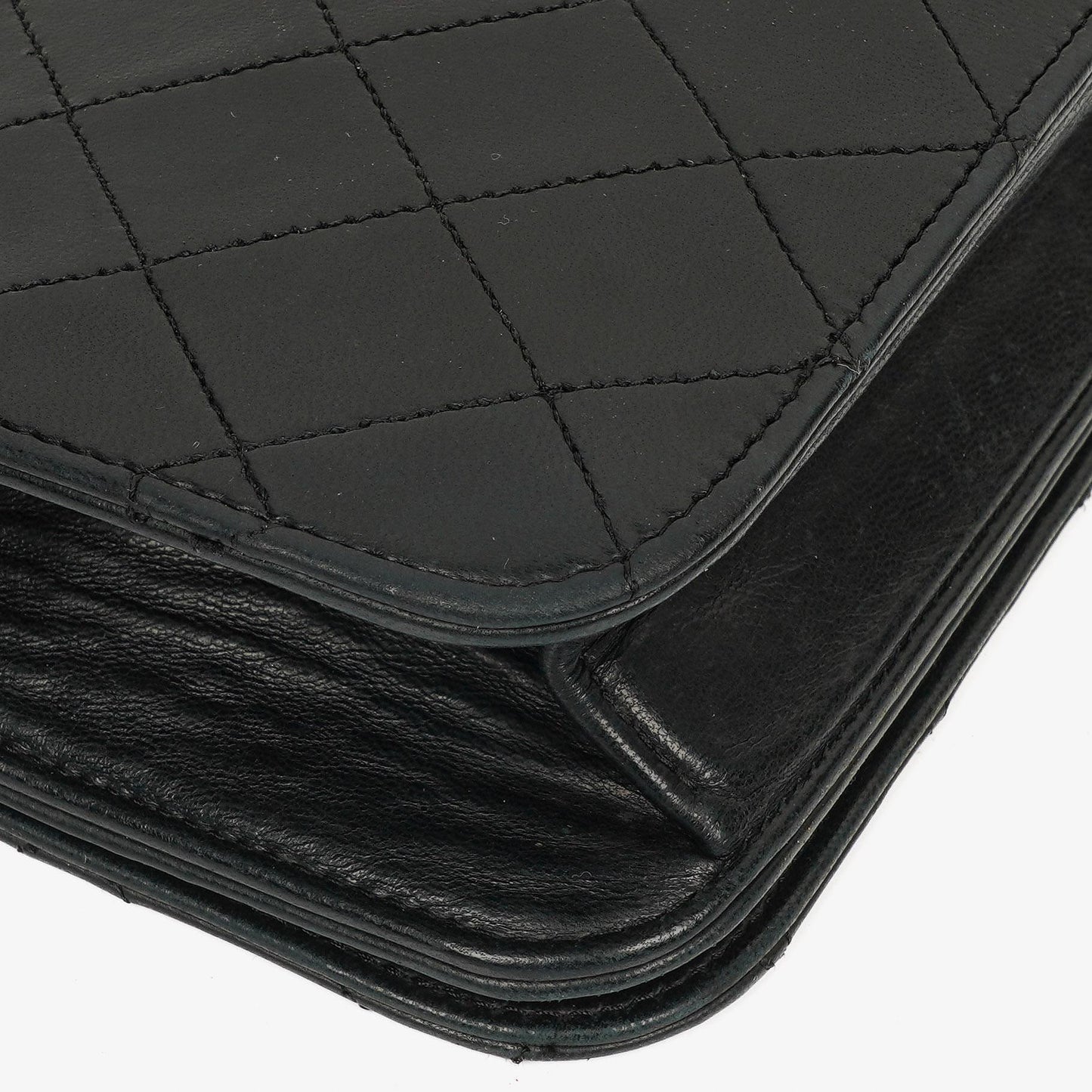 Chanel Classic Full Flap Tasche aus schwarzem gestepptem Lammleder mit 24K vergoldeter Hardware