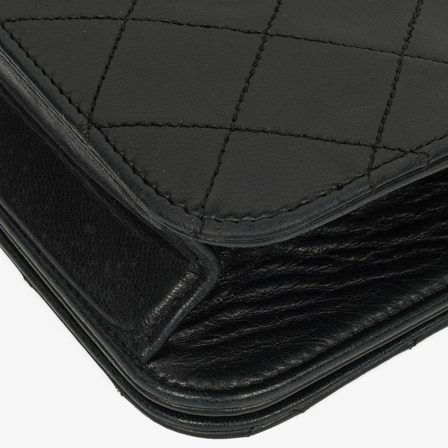 Chanel Classic Full Flap Tasche aus schwarzem gestepptem Lammleder mit 24K vergoldeter Hardware