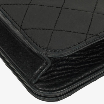Chanel Classic Full Flap Tasche aus schwarzem gestepptem Lammleder mit 24K vergoldeter Hardware