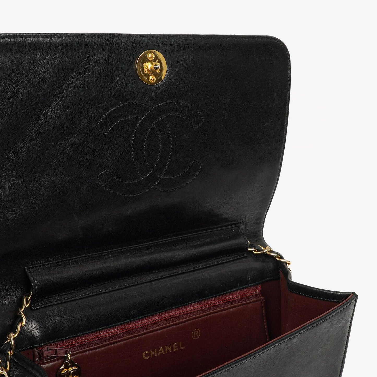 Chanel Classic Full Flap Tasche aus schwarzem gestepptem Lammleder mit 24K vergoldeter Hardware