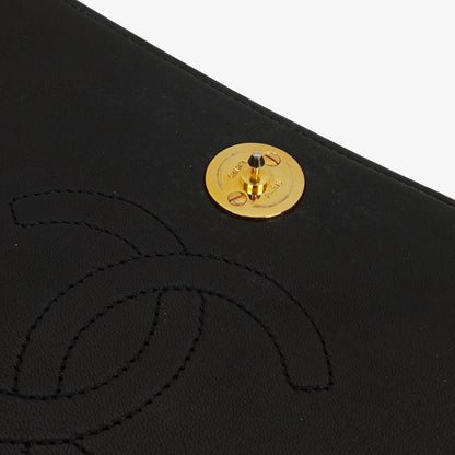 Chanel Classic Full Flap Tasche aus schwarzem gestepptem Lammleder mit 24K vergoldeter Hardware