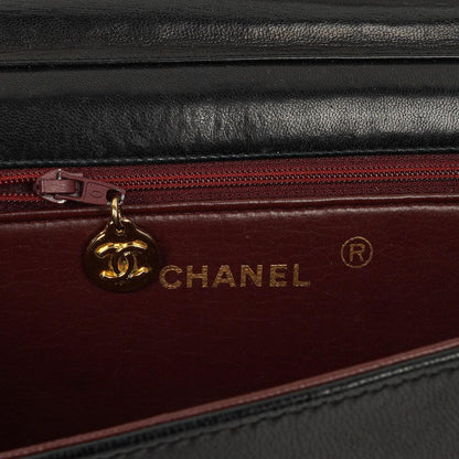 Chanel Classic Full Flap Tasche aus schwarzem gestepptem Lammleder mit 24K vergoldeter Hardware