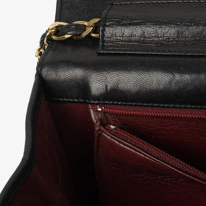 Chanel Classic Full Flap Tasche aus schwarzem gestepptem Lammleder mit 24K vergoldeter Hardware