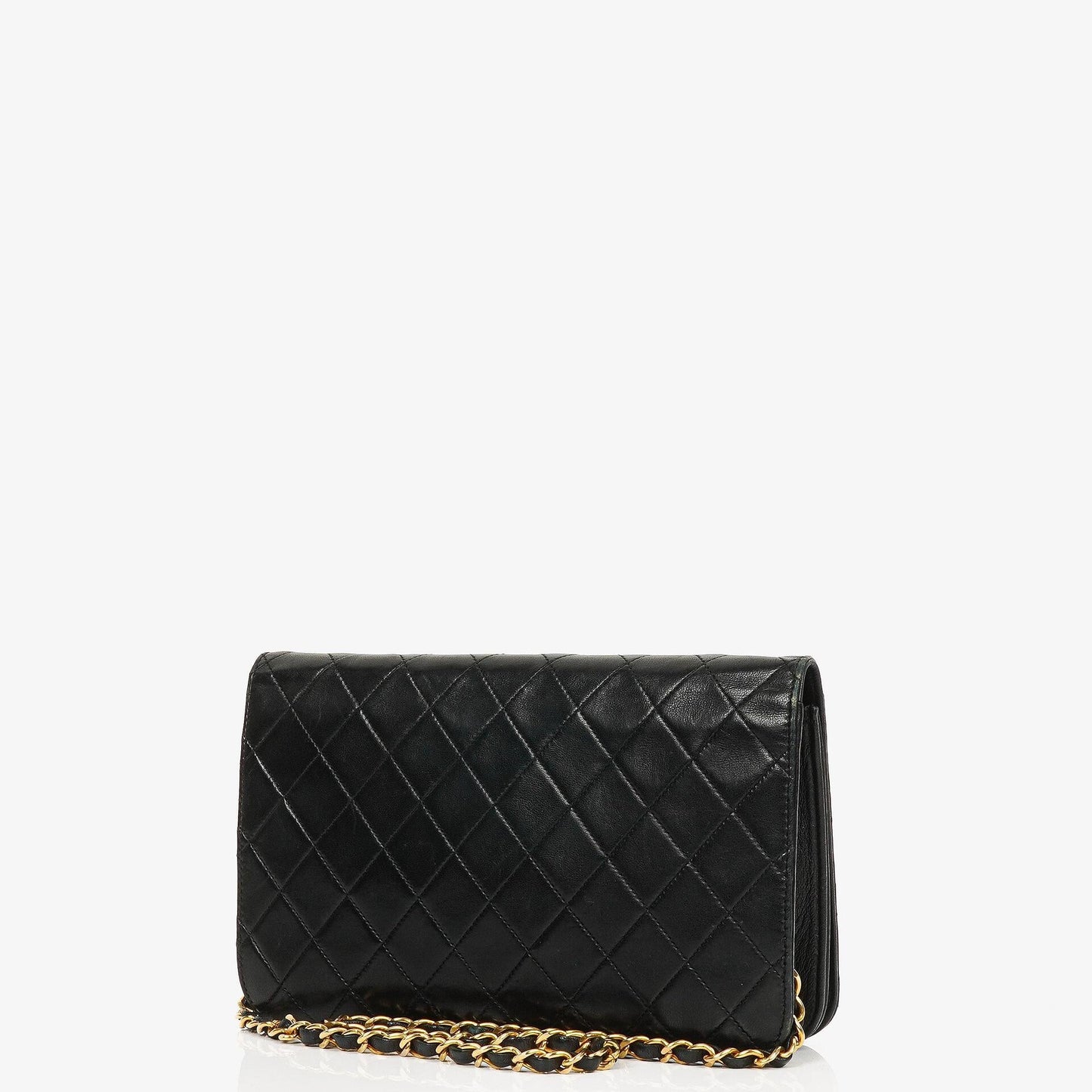 Chanel Classic Full Flap Tasche aus schwarzem gestepptem Lammleder mit 24K vergoldeter Hardware