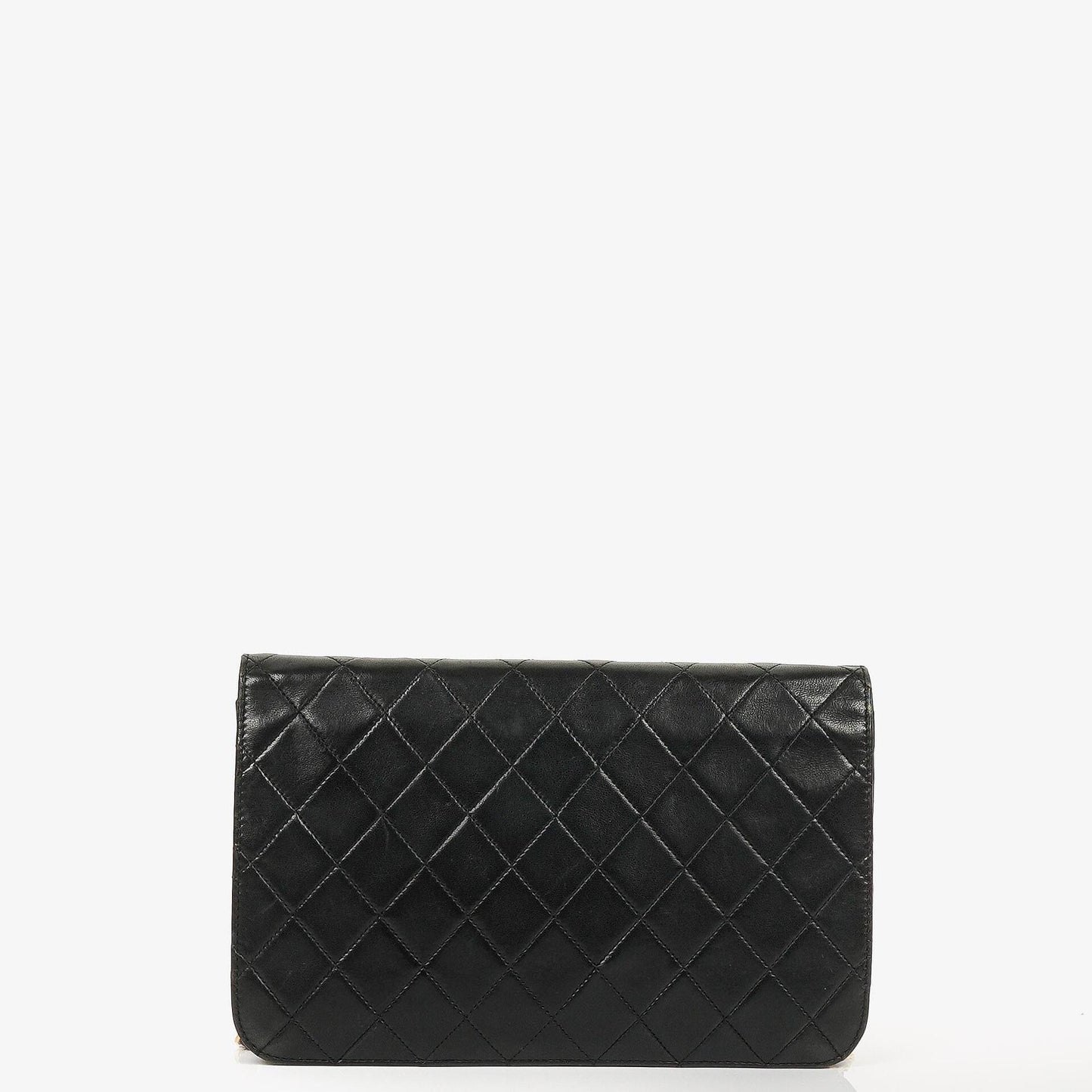 Chanel Classic Full Flap Tasche aus schwarzem gestepptem Lammleder mit 24K vergoldeter Hardware