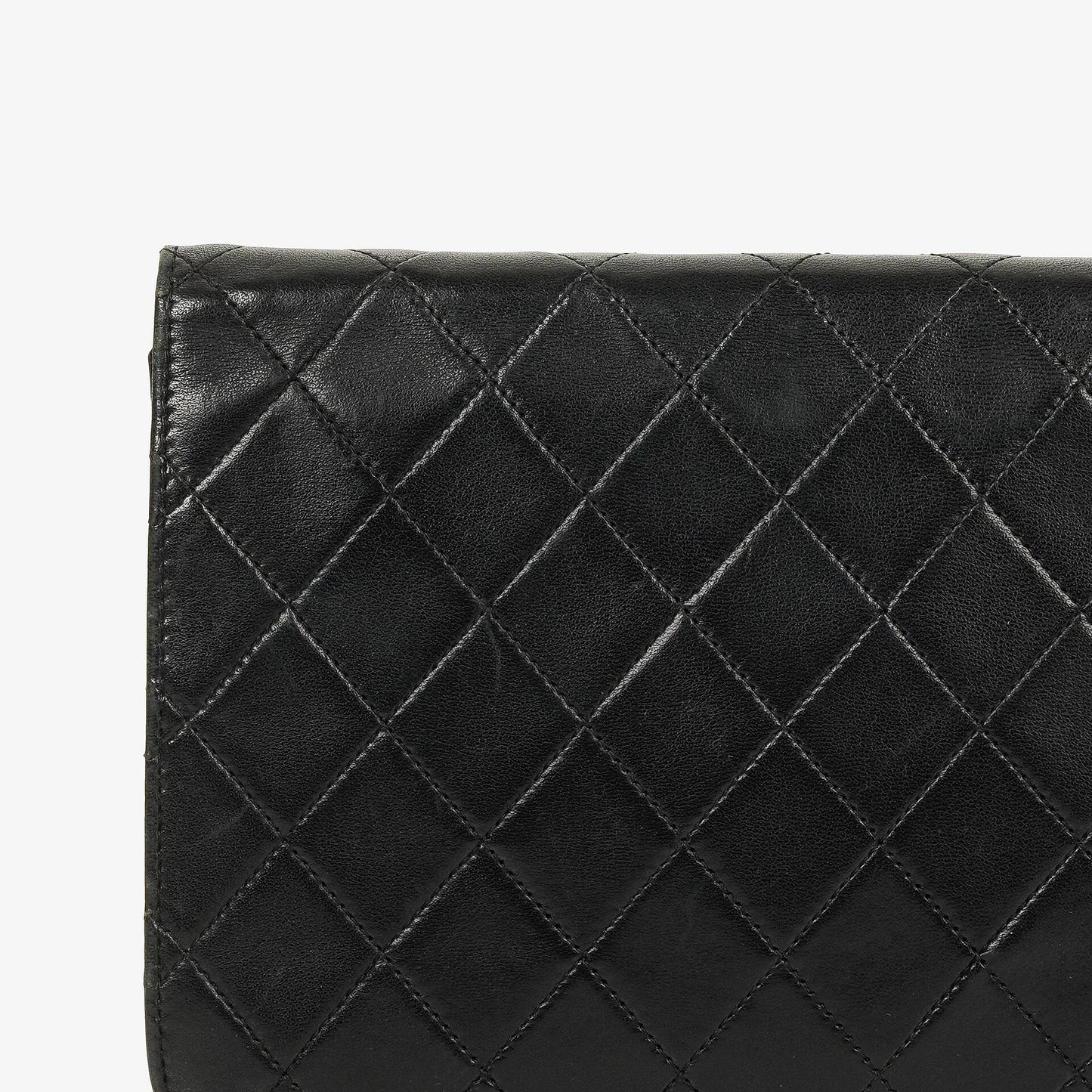 Chanel Classic Full Flap Tasche aus schwarzem gestepptem Lammleder mit 24K vergoldeter Hardware