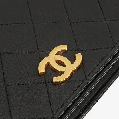 Chanel Classic Full Flap Tasche aus schwarzem gestepptem Lammleder mit 24K vergoldeter Hardware