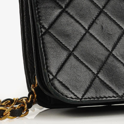 Chanel Classic Full Flap Tasche aus schwarzem gestepptem Lammleder mit 24K vergoldeter Hardware