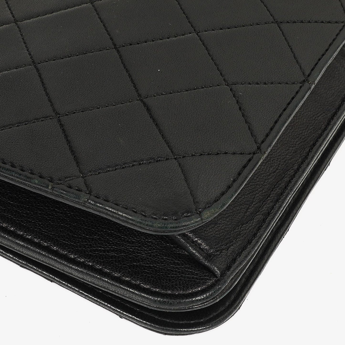 Chanel Classic Full Flap Tasche aus schwarzem gestepptem Lammleder mit 24K vergoldeter Hardware