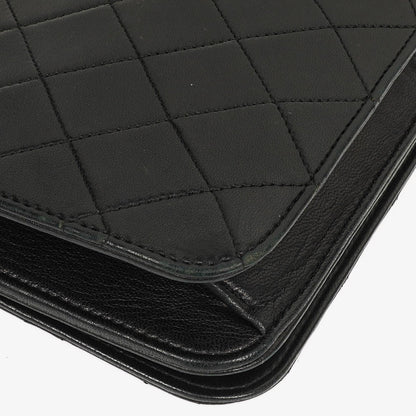 Chanel Classic Full Flap Tasche aus schwarzem gestepptem Lammleder mit 24K vergoldeter Hardware