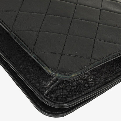 Chanel Classic Full Flap Tasche aus schwarzem gestepptem Lammleder mit 24K vergoldeter Hardware