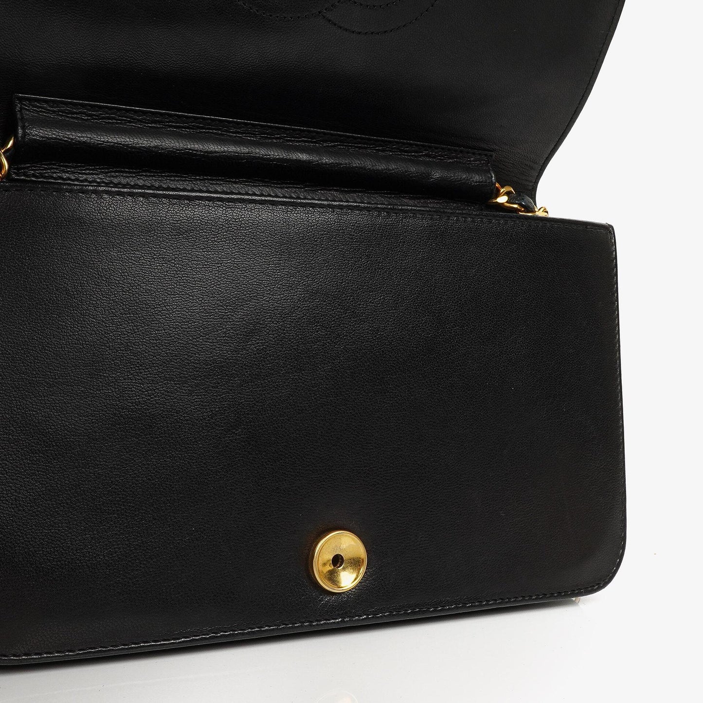 Chanel Classic Full Flap Tasche aus schwarzem gestepptem Lammleder mit 24K vergoldeter Hardware