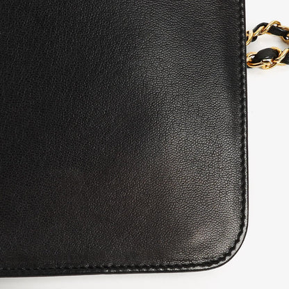 Chanel Classic Full Flap Tasche aus schwarzem gestepptem Lammleder mit 24K vergoldeter Hardware