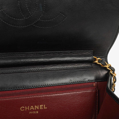 Chanel Classic Full Flap Tasche aus schwarzem gestepptem Lammleder mit 24K vergoldeter Hardware