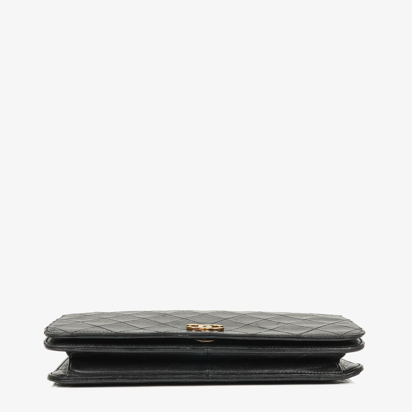 Chanel Classic Vollklappentasche aus schwarzem gestepptem Lammleder mit 24K vergoldeten Beschlägen