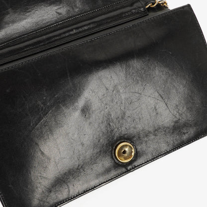 Chanel Classic Vollklappentasche aus schwarzem gestepptem Lammleder mit 24K vergoldeten Beschlägen