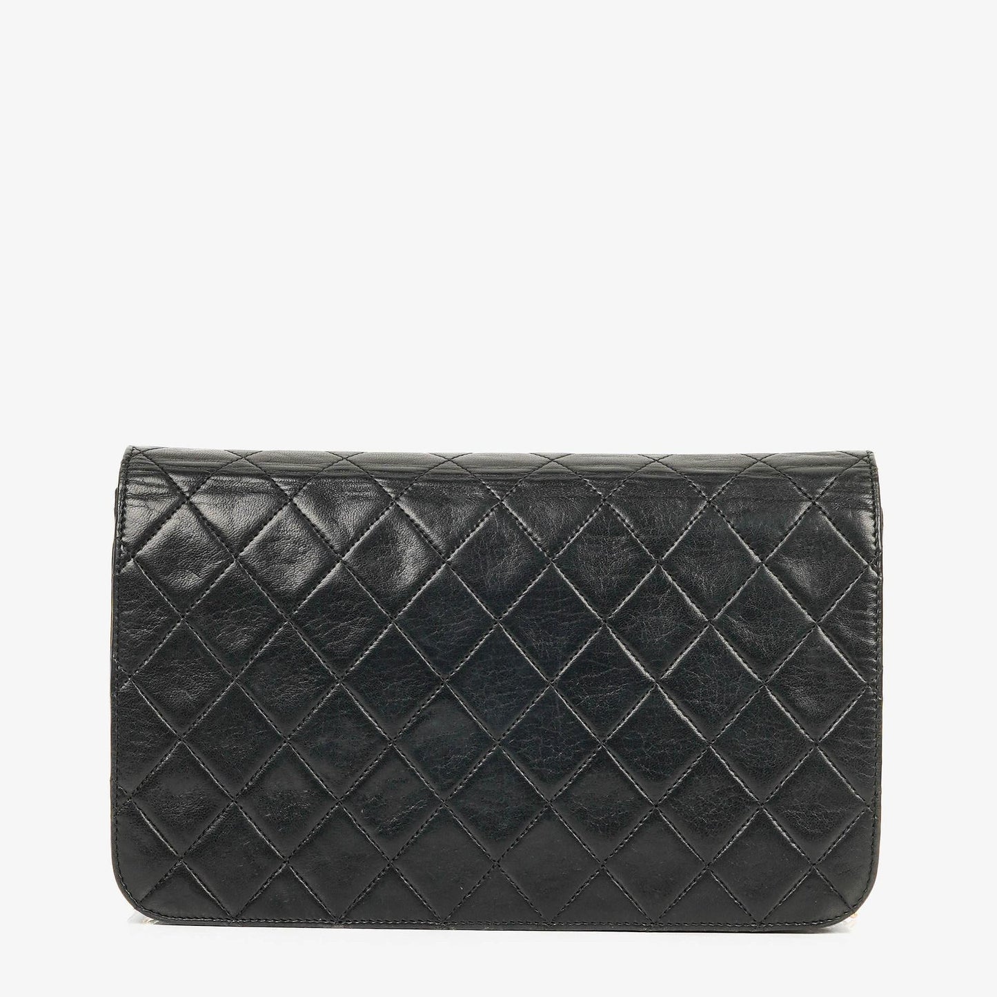 Chanel Classic Vollklappentasche aus schwarzem gestepptem Lammleder mit 24K vergoldeten Beschlägen