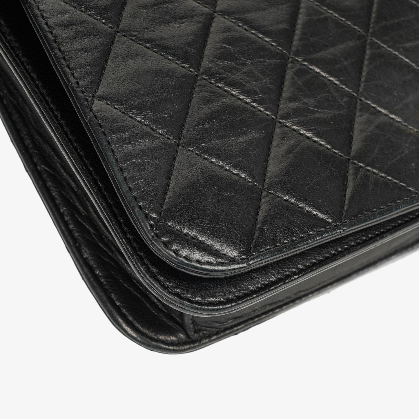 Chanel Classic Vollklappentasche aus schwarzem gestepptem Lammleder mit 24K vergoldeten Beschlägen