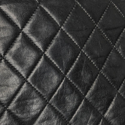 Chanel Classic Vollklappentasche aus schwarzem gestepptem Lammleder mit 24K vergoldeten Beschlägen