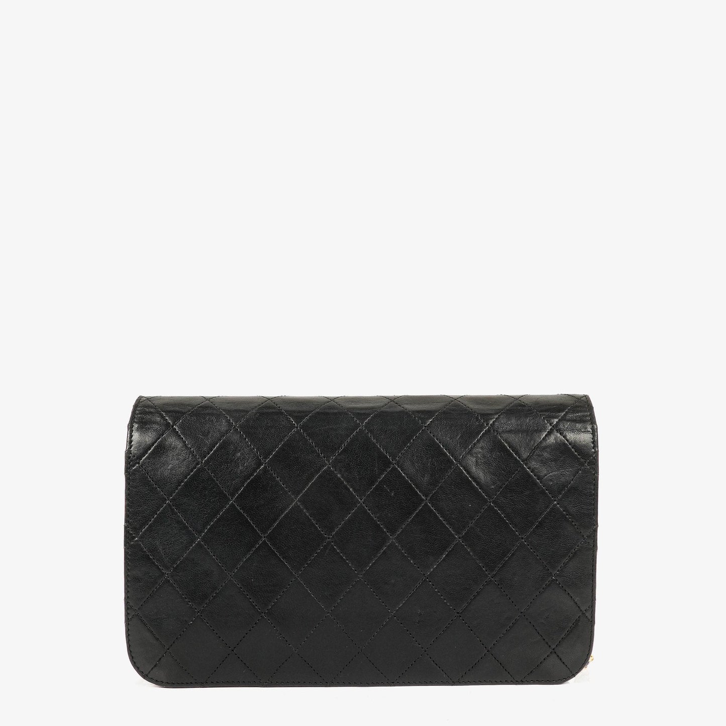 Chanel Classic Full Flap Tasche aus schwarzem gestepptem Lammleder mit 24K vergoldeter Hardware