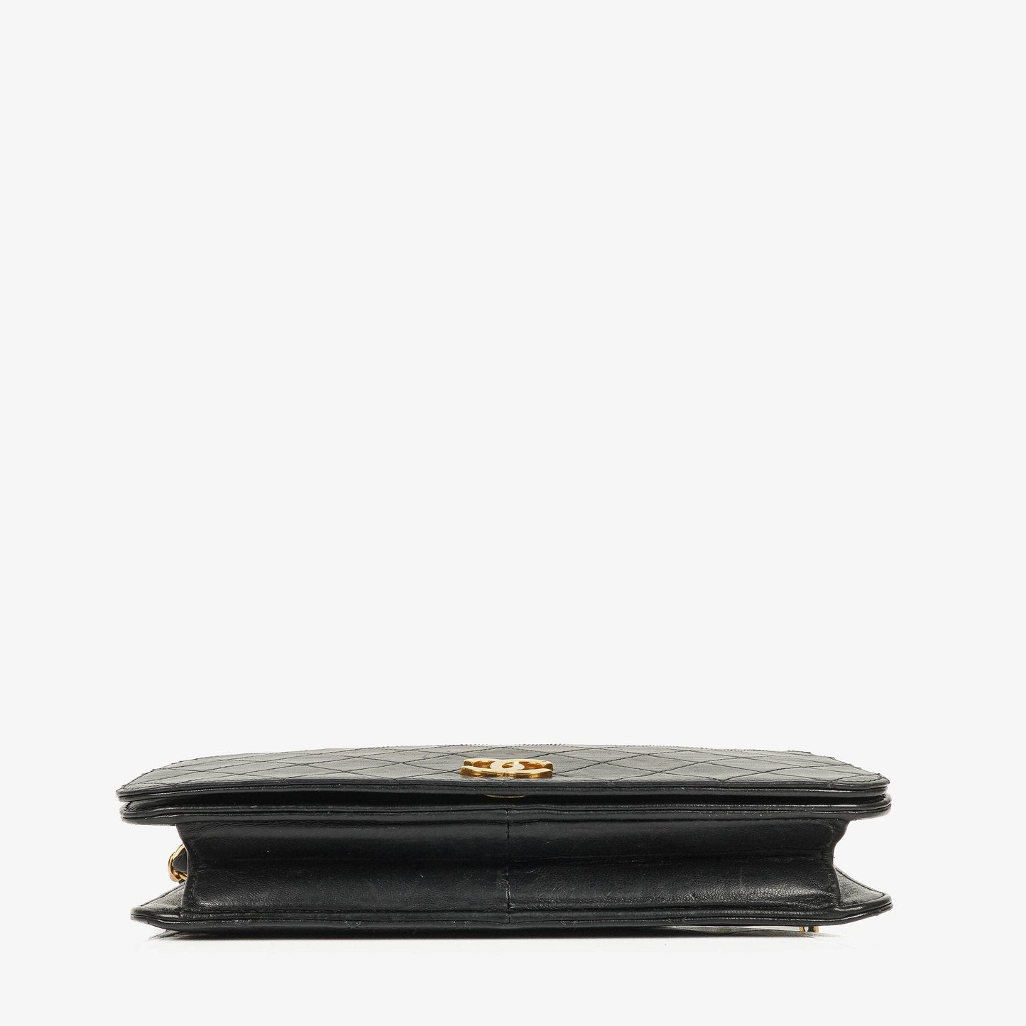 Chanel Classic Full Flap Tasche aus schwarzem gestepptem Lammleder mit 24K vergoldeter Hardware