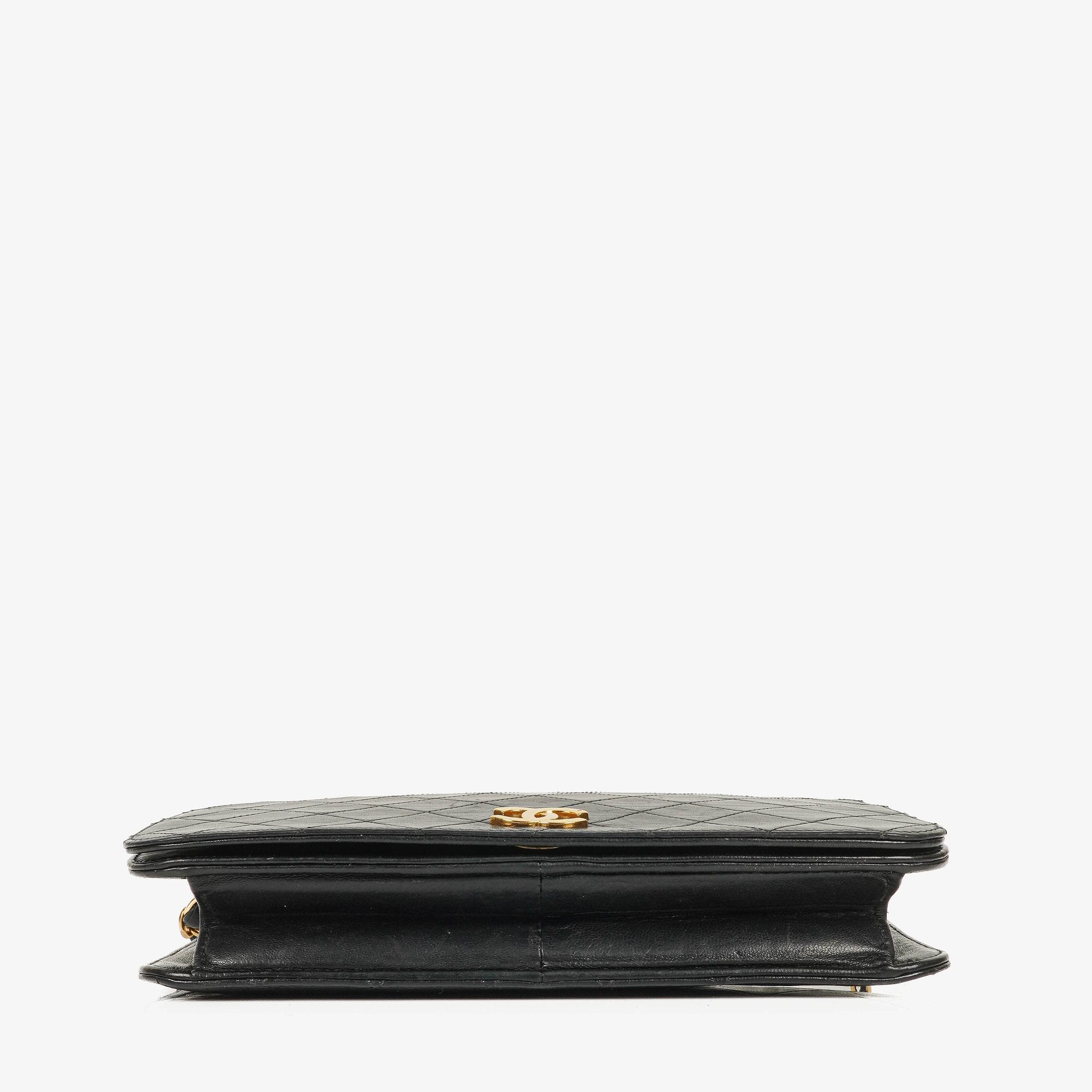 Chanel Classic Full Flap Tasche aus schwarzem gestepptem Lammleder mit 24K vergoldeter Hardware