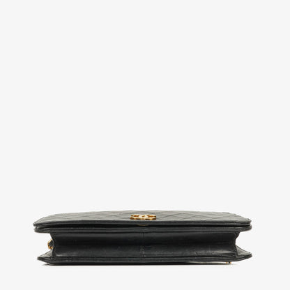 Chanel Classic Full Flap Tasche aus schwarzem gestepptem Lammleder mit 24K vergoldeter Hardware