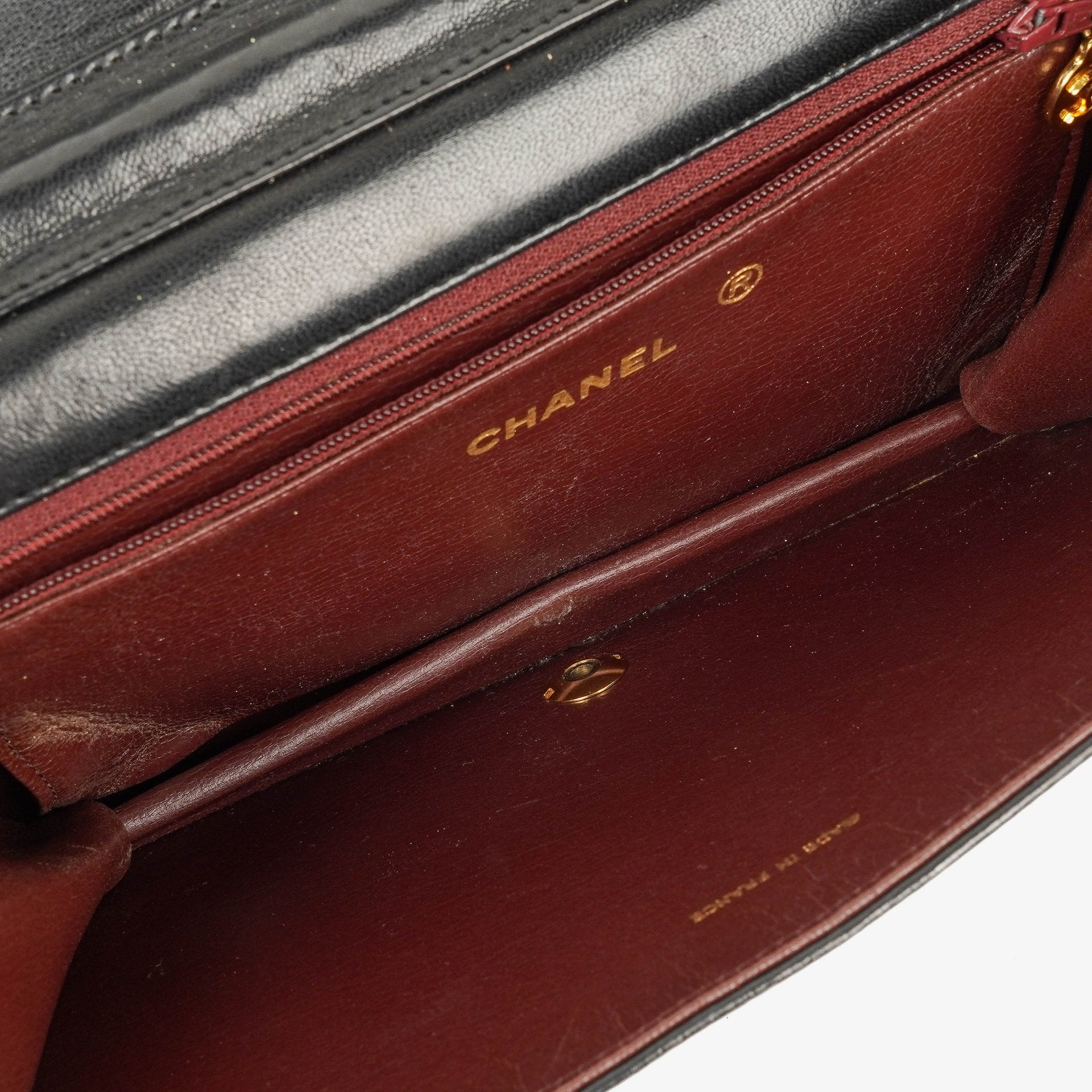Chanel Classic Full Flap Tasche aus schwarzem gestepptem Lammleder mit 24K vergoldeter Hardware