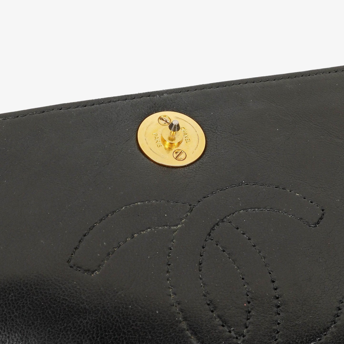 Chanel Classic Full Flap Tasche aus schwarzem gestepptem Lammleder mit 24K vergoldeter Hardware