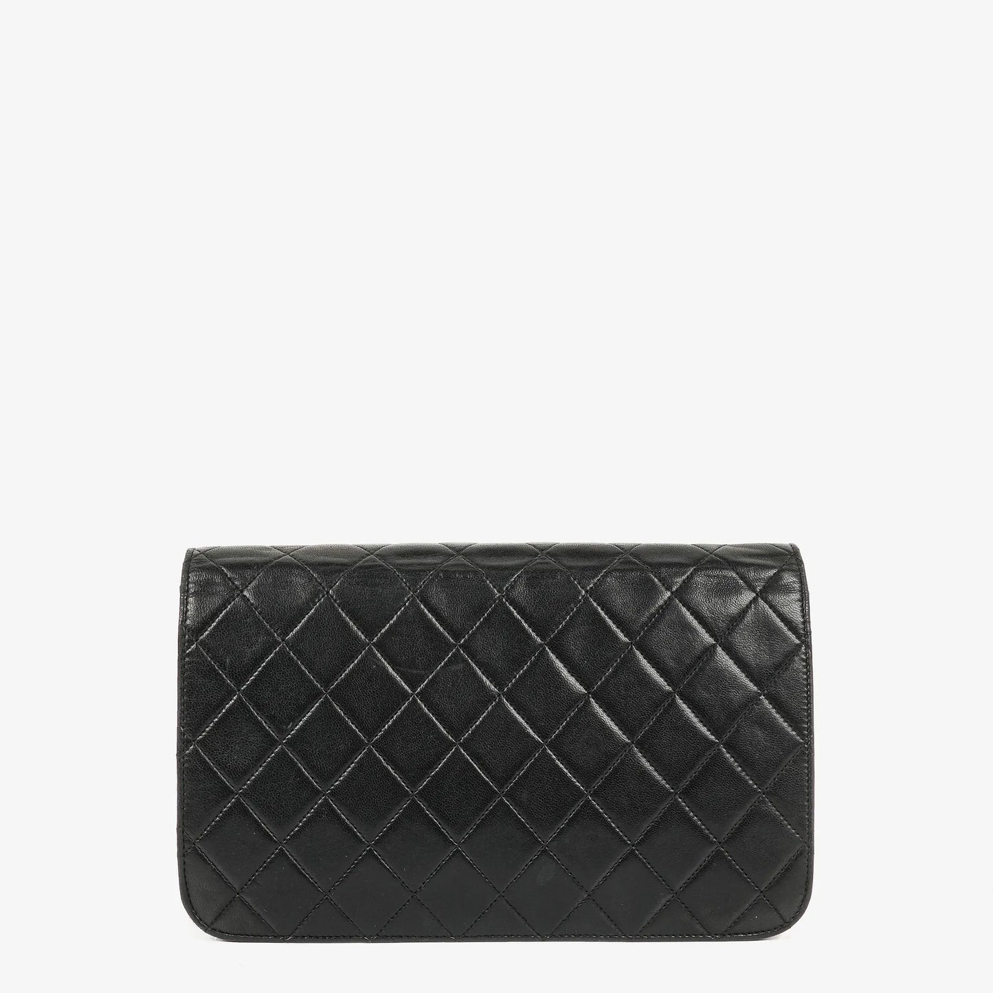 Chanel Classic Full Flap Bag aus schwarzem gestepptem Lammleder mit 24K vergoldeter Hardware