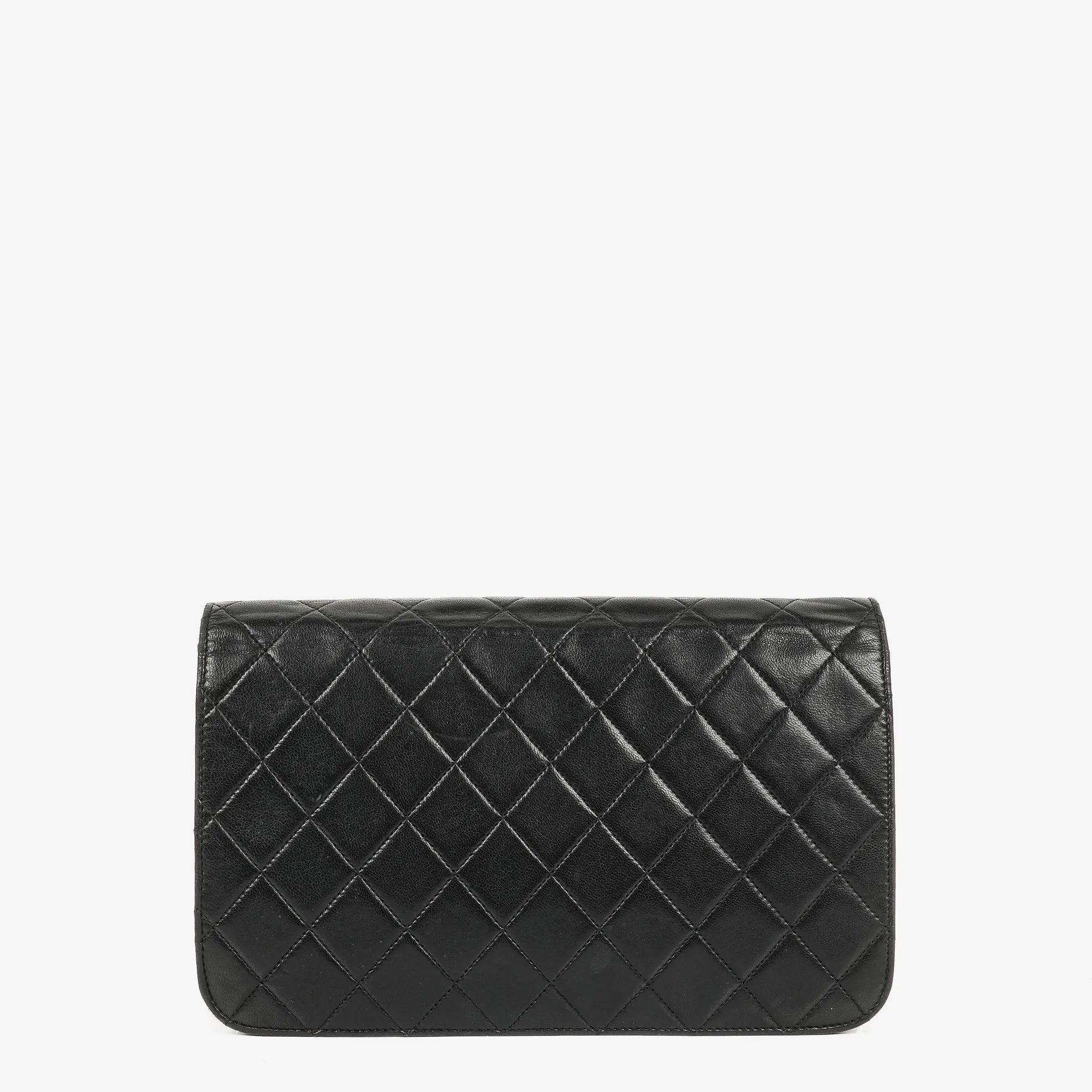Chanel Classic Full Flap Bag aus schwarzem gestepptem Lammleder mit 24K vergoldeter Hardware