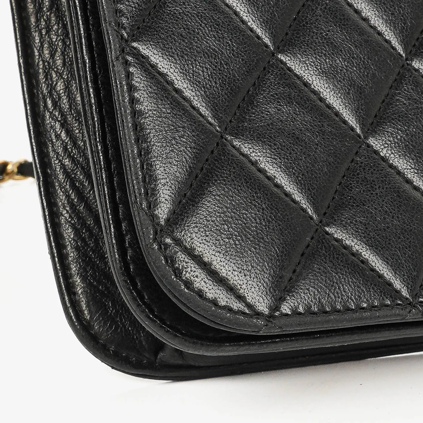 Chanel Classic Full Flap Bag aus schwarzem gestepptem Lammleder mit 24K vergoldeter Hardware