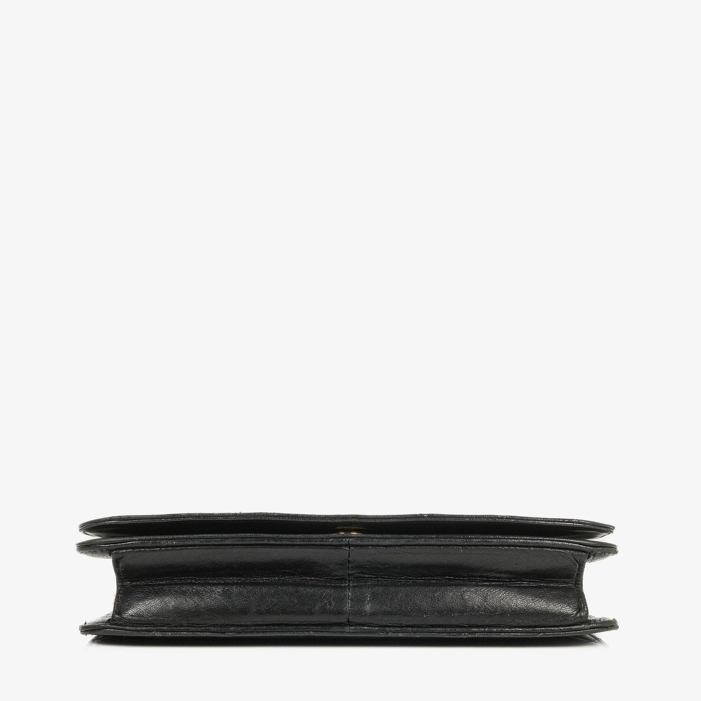 Chanel Classic Full Flap Bag aus schwarzem gestepptem Lammleder mit 24K vergoldeter Hardware