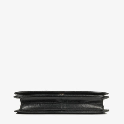 Chanel Classic Full Flap Bag aus schwarzem gestepptem Lammleder mit 24K vergoldeter Hardware