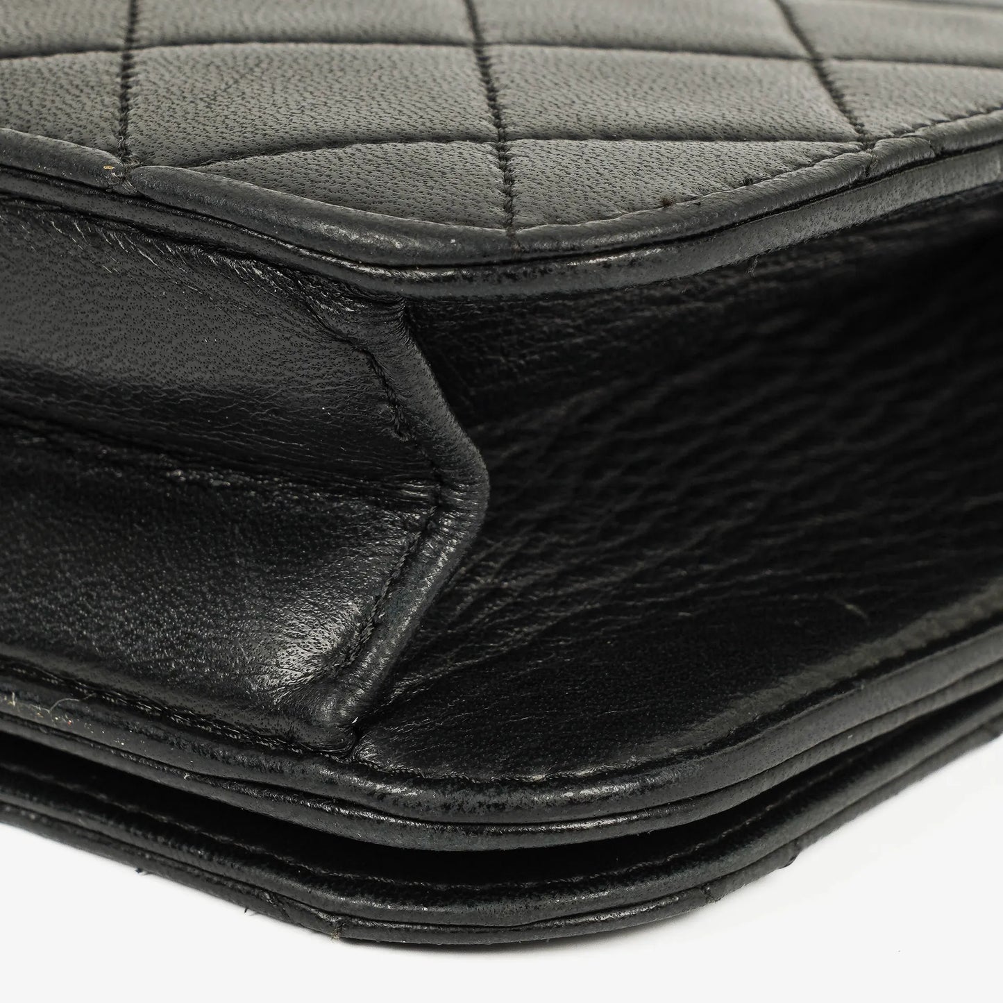 Chanel Classic Full Flap Bag aus schwarzem gestepptem Lammleder mit 24K vergoldeter Hardware