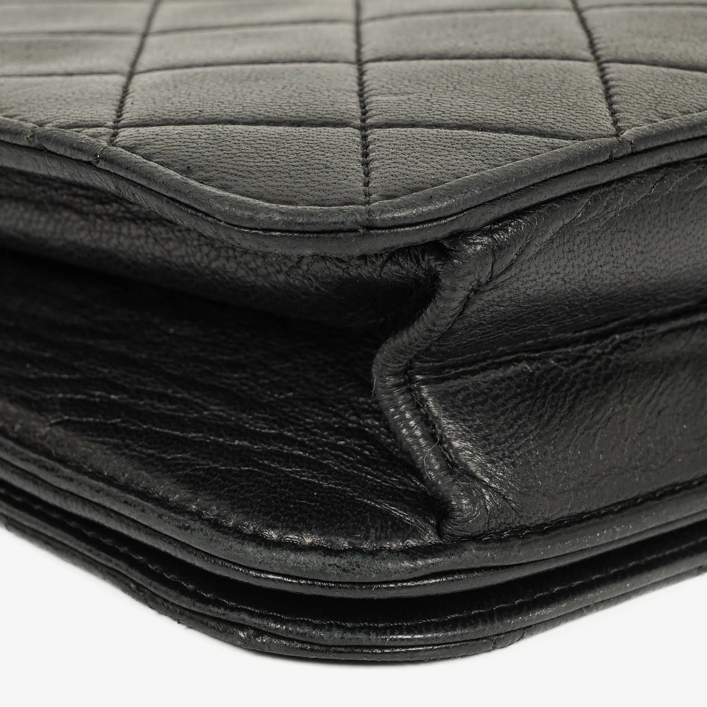Chanel Classic Full Flap Bag aus schwarzem gestepptem Lammleder mit 24K vergoldeter Hardware