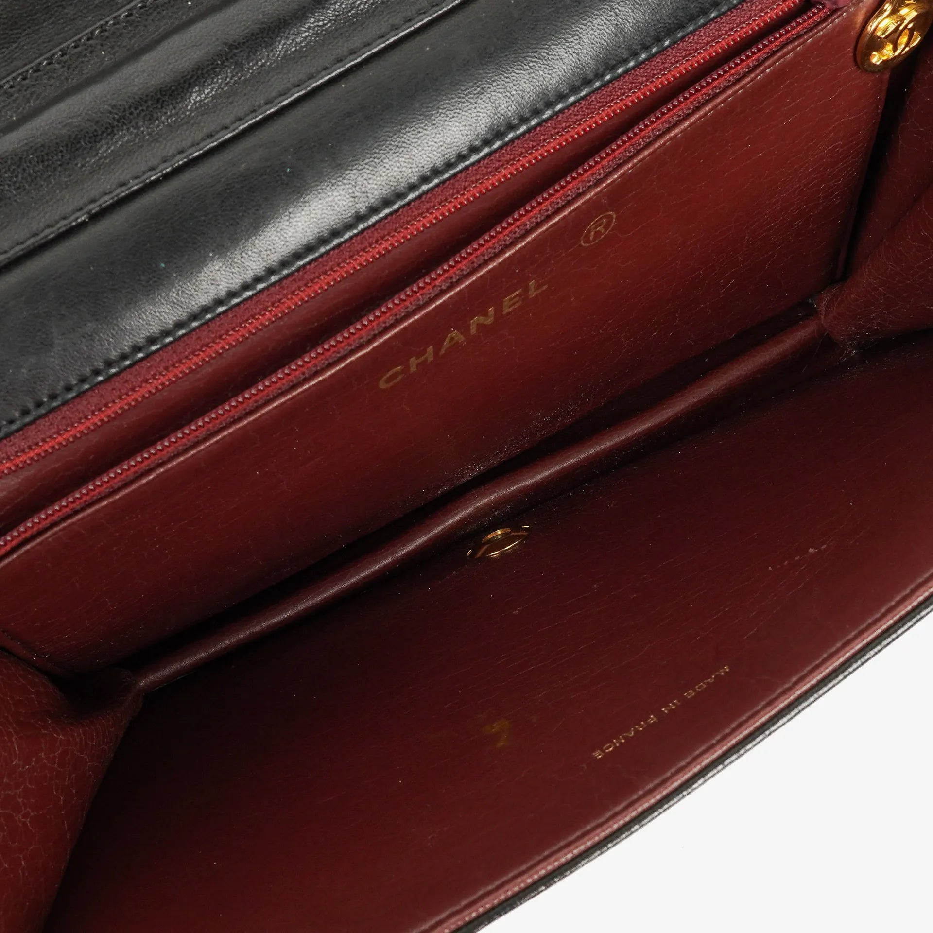 Chanel Classic Full Flap Bag aus schwarzem gestepptem Lammleder mit 24K vergoldeter Hardware