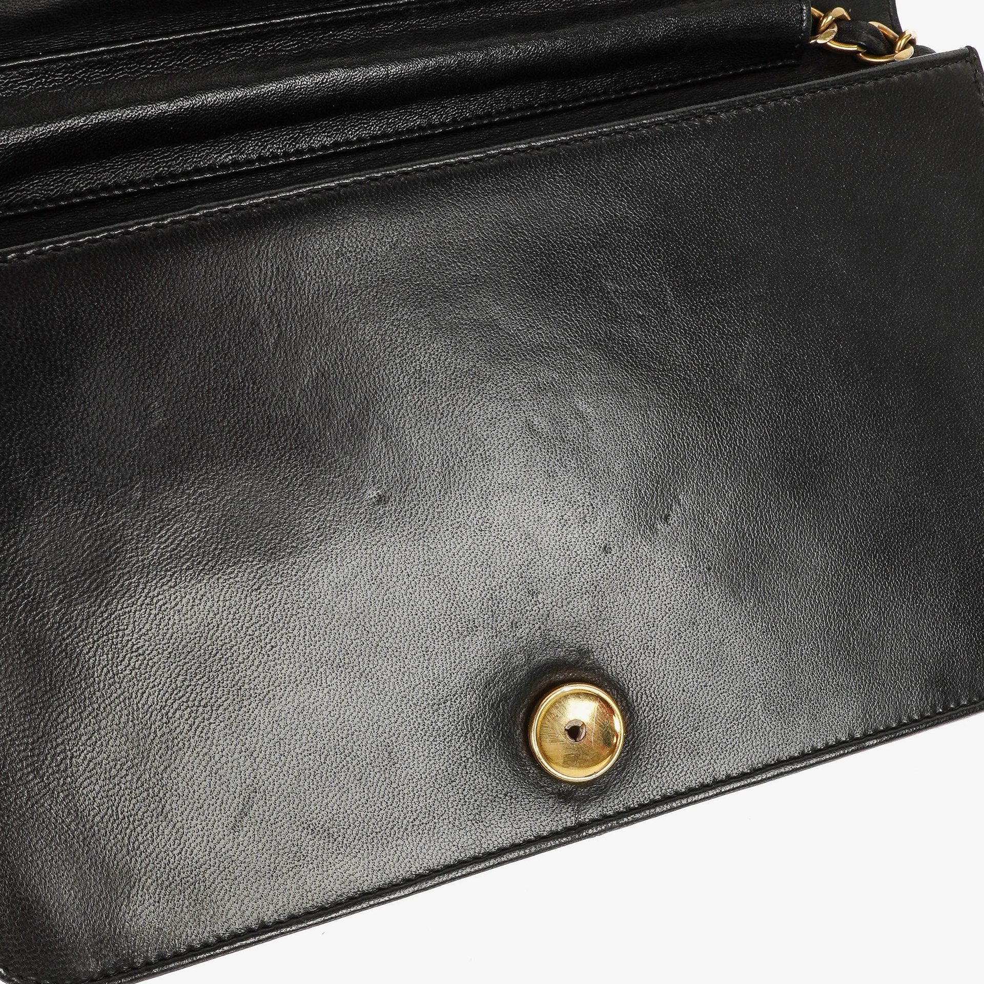 Chanel Classic Full Flap Bag aus schwarzem gestepptem Lammleder mit 24K vergoldeter Hardware