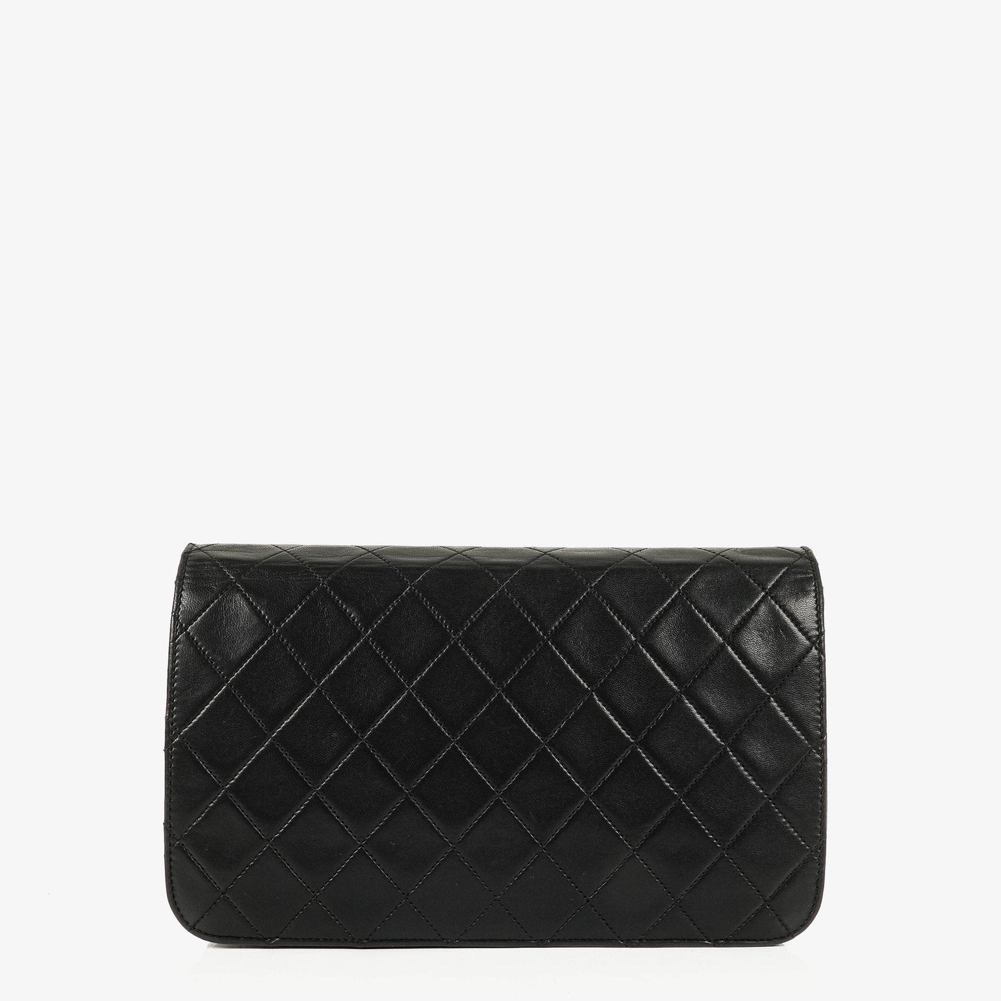 Chanel Classic Full Flap Tasche aus schwarzem gestepptem Lammleder mit 24K vergoldeten Beschlägen