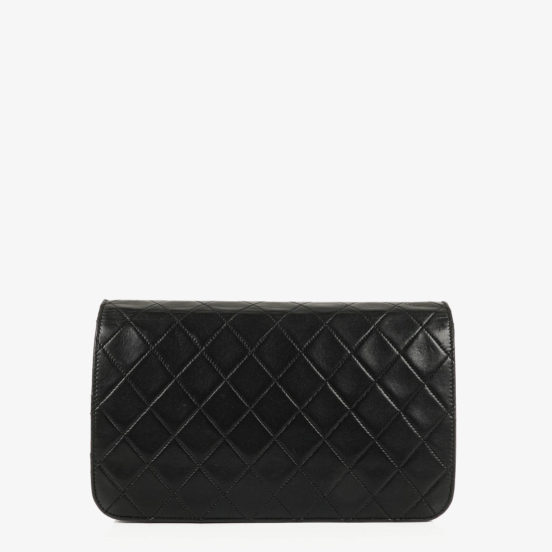 Chanel Classic Full Flap Tasche aus schwarzem gestepptem Lammleder mit 24K vergoldeten Beschlägen
