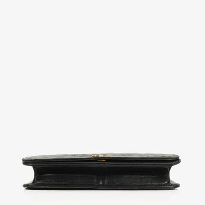 Chanel Classic Full Flap Tasche aus schwarzem gestepptem Lammleder mit 24K vergoldeten Beschlägen